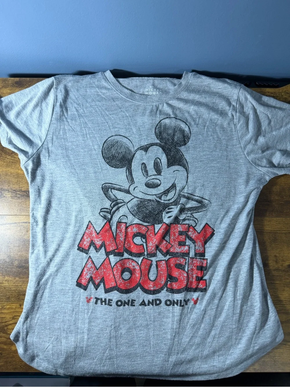 Woman's Size XL The One And Only Mickey Mouse Gray Short Sleeve Shirt
